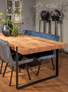 eetkamer bank blauw velvet hinte