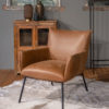 bruine Fauteuil Heiko leer zwarte poot