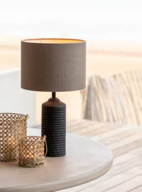 Windlichtje Glas En Bamboe Rond