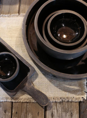 Serveerplank zwart rond