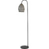 Vloerlamp blauw zwart stalen poot rotan lamp