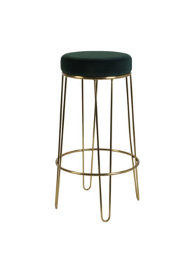 Barkruk Alice Velvet Groen met gouden poten