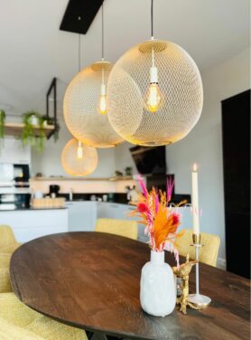 Gouden ronde hanglampen draadstaal