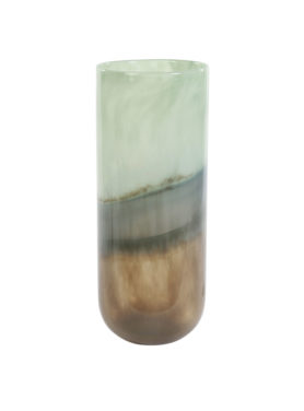 Hoge vaas dip-dye mint grijs bruin glas