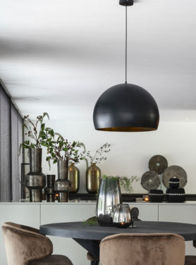 Hanglamp goud zwart bolvormig