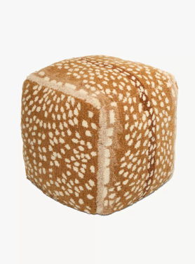 vierkant poef hertprint bruin