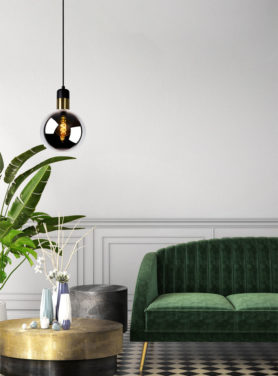 Hanglamp bol smoke glas goud