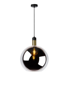 Hanglamp bol glas smoke goud