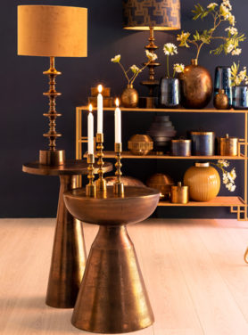 ronde bijzettafel antiek brons