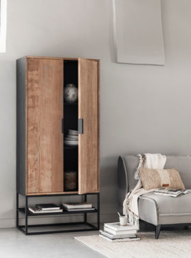 Dtp Home Cosmo Bergkast stoer Gerecycled teakhout zwart metaal