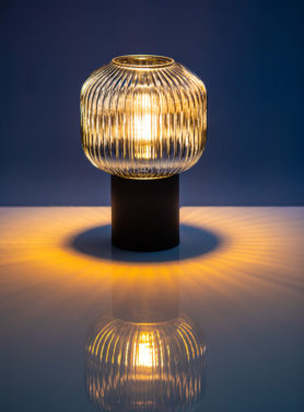 Tafellamp Ray glas modern zwarte voet