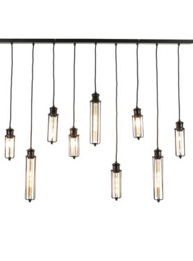Hanglamp glas zwart metaal industrieel