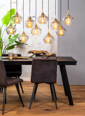 Hanglamp met tien lichtbronnen glas