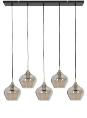 Hanglamp met vijf lichtbronnen glas