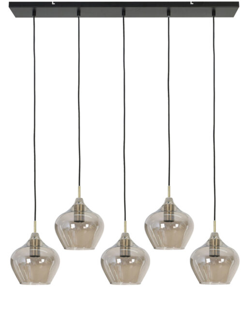 Hanglamp met vijf lichtbronnen glas