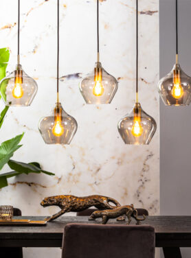 Hanglamp glas vijf lichtbronnen