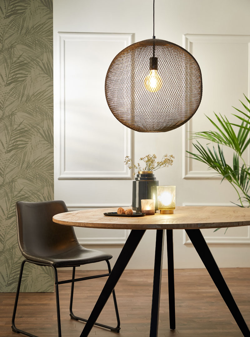 Ronde hanglamp zwart draad