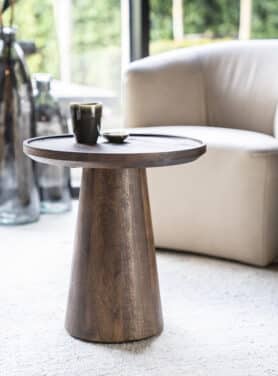 Bijzettafel Rond Bruin Hout