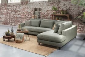 Hoekbank Groen Met Lendekussens Ottoman