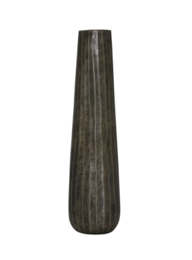 Lange En Hoge Vaas Pich Zwart Parelmoer Met Ribbeltjes