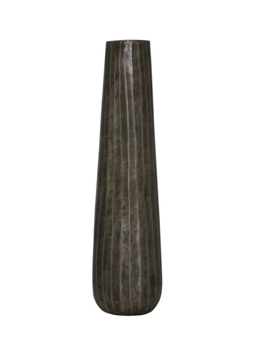 Lange En Hoge Vaas Pich Zwart Parelmoer Met Ribbeltjes