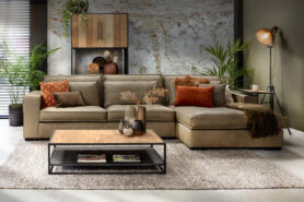 Ledere Hoekbank Donker Groen Annabelle