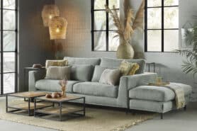 Grijs Groene Bank Stof Met Hocker