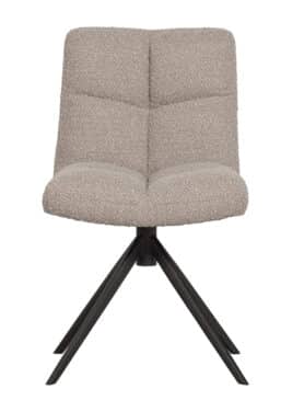 Beige Eetkamerstoel Bouclé Met Zwarte Poten