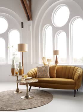 Bijzettafel Rond Goud Stenen Blad