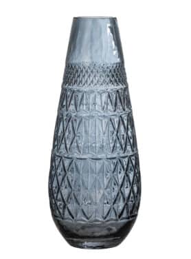 Bloomingville Vaas blauw glas met details