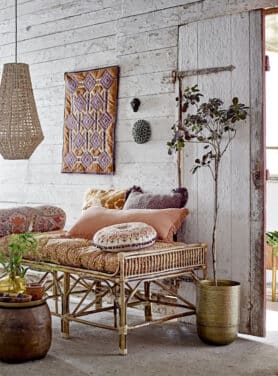 Langwerpig bruin kussen Bloomingville met franjes