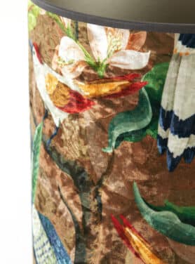 Lampenkap Vogelprint Velvet Bruin