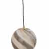 Bloomingville Hanglamp Naimo Glazen Bol bruin marmer
