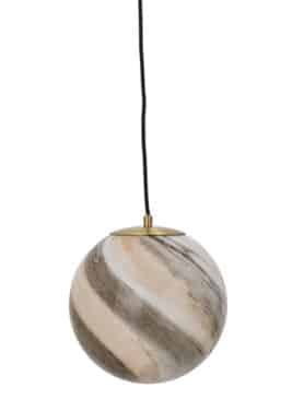 Bloomingville Hanglamp Naimo Glazen Bol bruin marmer