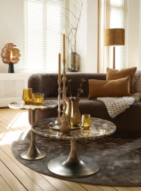 Ronde Bijzettafel Agaat Antiek Brons Goud