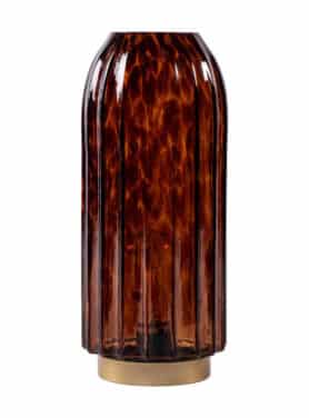 Tafellamp Led Verlichting Bruin Geribbeld Glas