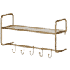 Kapstok Hatstand Hangend Antiek Brons 5 Haken Met Plank