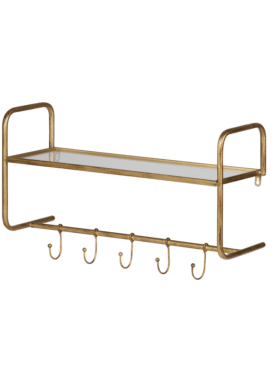 Kapstok Hatstand Hangend Antiek Brons 5 Haken Met Plank