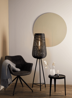 Vloerlamp Adeta Mat Zwart Standaard Metaal Groot