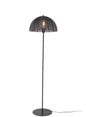 Vloerlamp Klobu Mat Zwart Met Kap Licht Aan