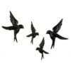 Vogels Wanddecoratie Set Van Vier Zwart