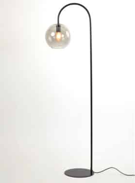 Zwarte Vloerlamp Met Ronde Glazen Bol