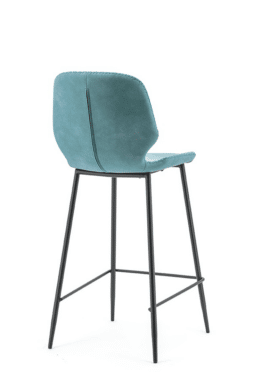 Barkruk Hoog Seashell Blauw Metalen Onderkant Achter