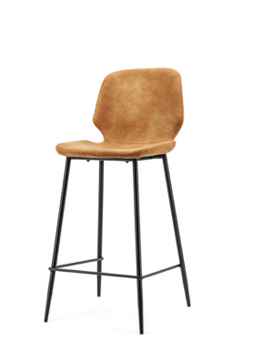 Barkruk Hoog Seashell Cognac Metalen Onderkant