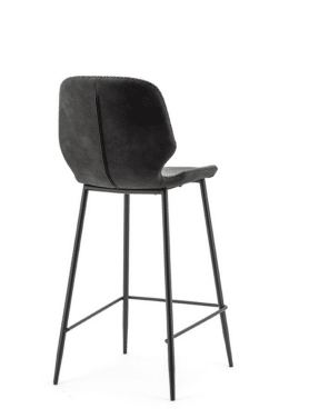 Barkruk Hoog Seashell Zwart Metalen Onderkant Achter