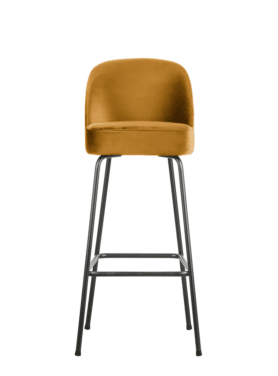Barkruk Vogue 80cm Fluweel Mosterd Metaal Onderstel Recht