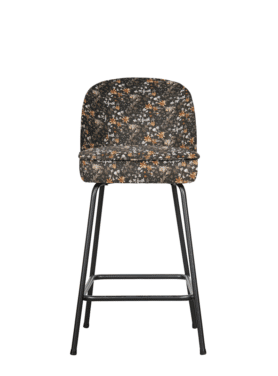 Barkruk Vogue Fluweel Flower Zwart Metalen Onderstel Kruk