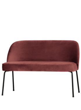 Eetkamerbank Vogue Fluweel Chestnut Metalen Onderstel Zwart Schuin