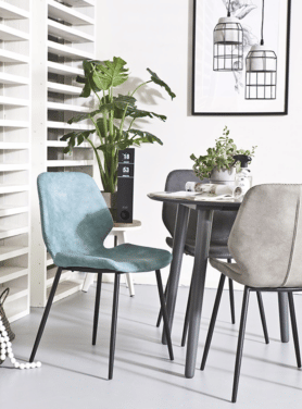 Eetkamerstoel Seashell Grijs Metaal En Pu Zonder Leuning Tafel