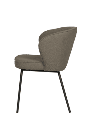 Eetkamerstoel Admit Boucle Nougat Grijs Bruin Metalen Onderstel Zijkant